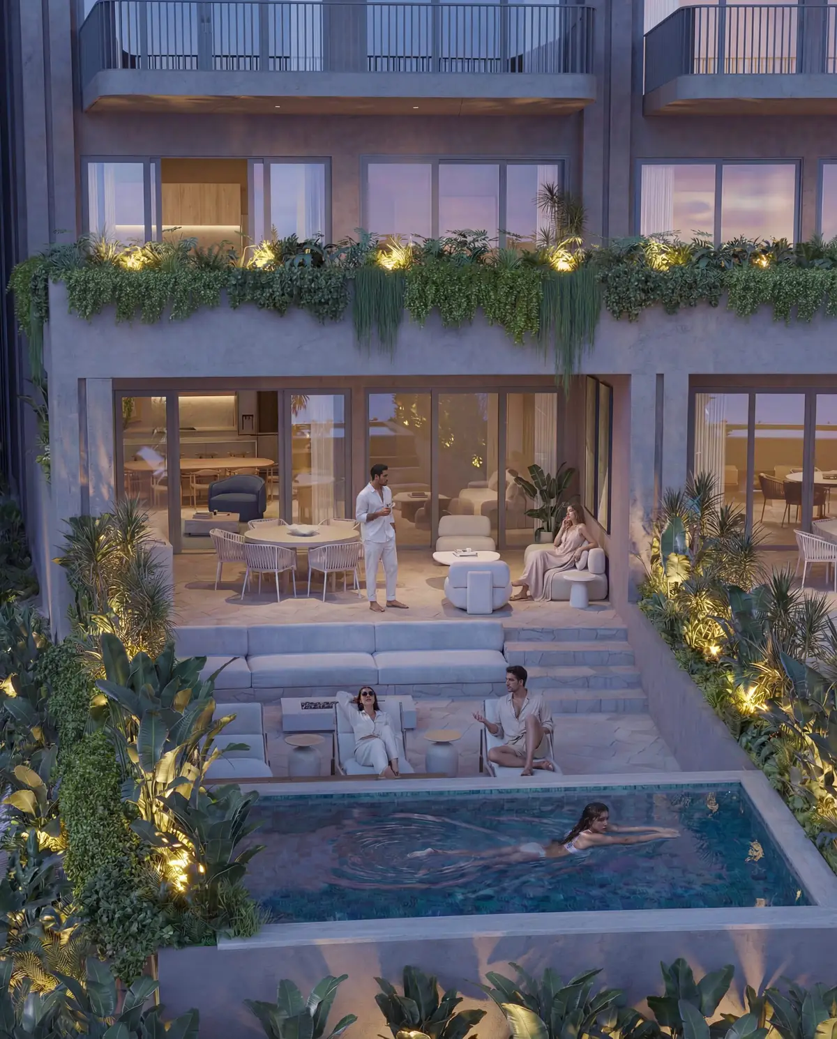 The same Pool Villa at dusk